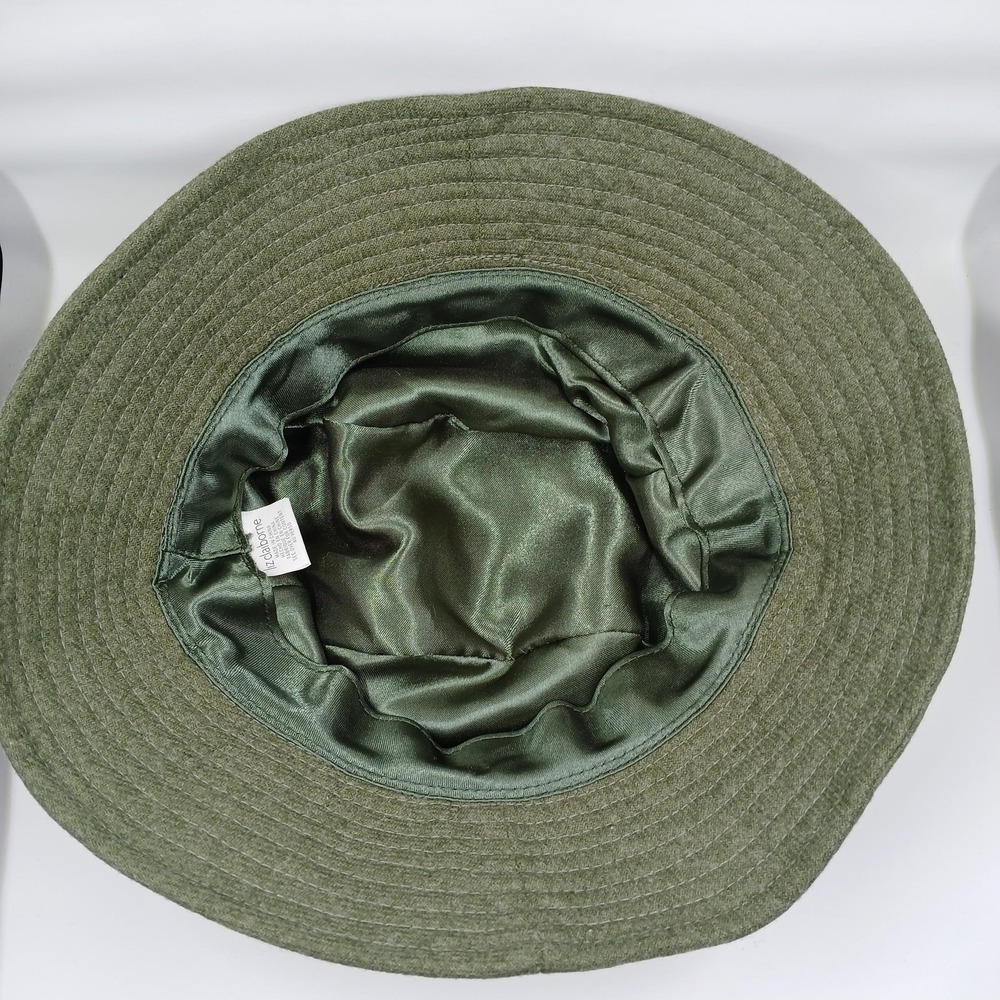 Liz Claiborne Hat Bucket‎ Cloche Olive Green Wool Blend Ribbon Band Bow Womens - Picture 5 of 8